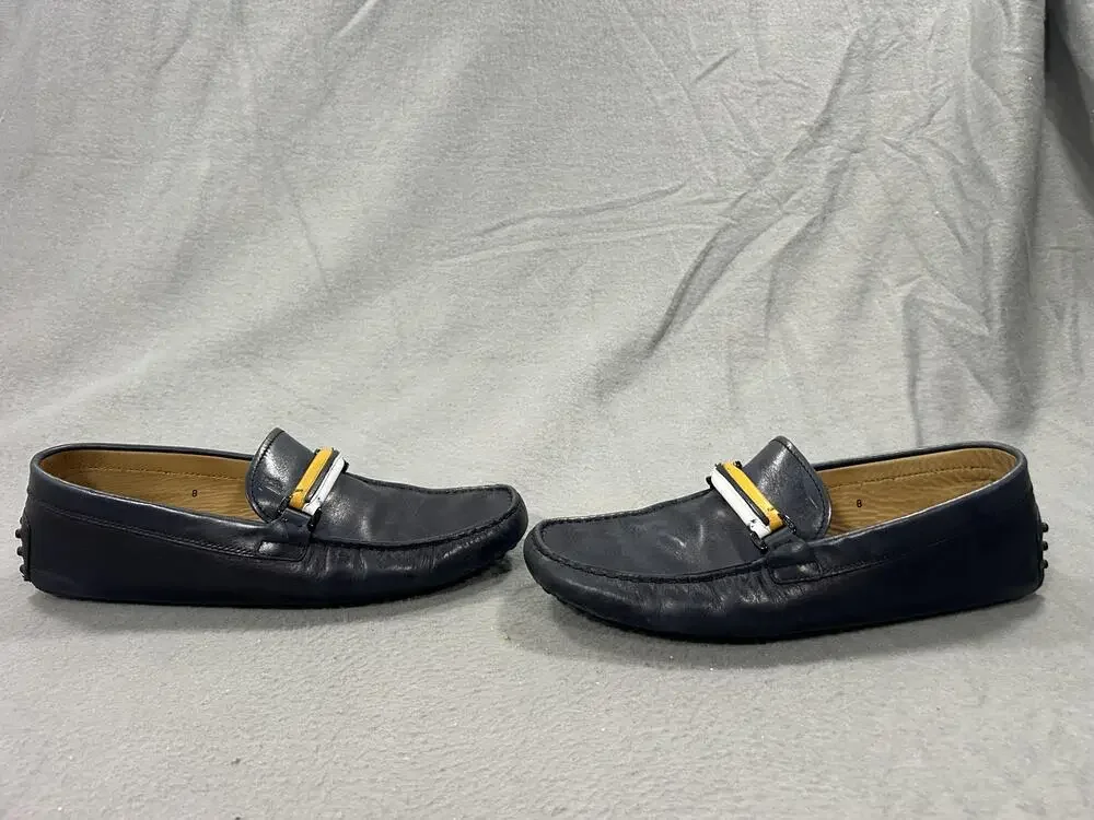 Tod's Shoes Mens Size 8 Blue Leather Driving Loafers Gommino Italy Slip On